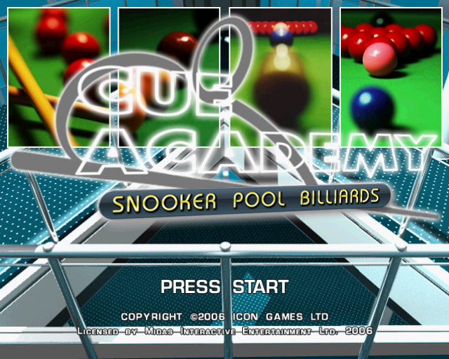 Cue Academy : Snooker, Pool, Billiards — Title screen