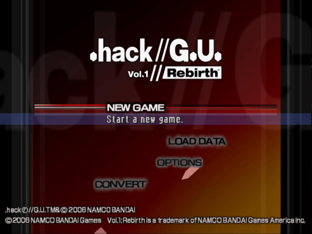 Dot Hack G.U. Vol. 1 : Rebirth — Title screen
