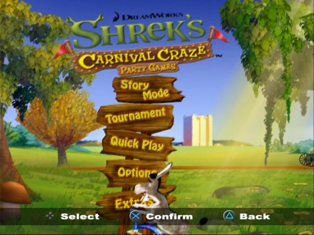 DreamWorks Shrek's Carnival Craze : Party Games — Title screen