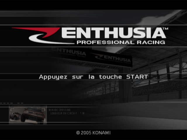 Enthusia : Professional Racing — Title screen