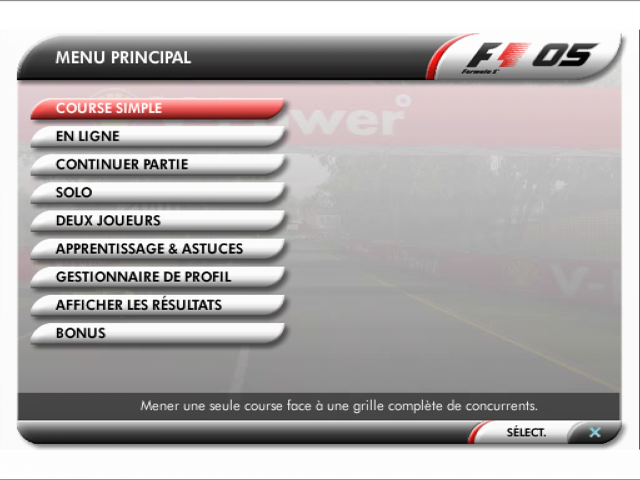Formula One 05 — Title screen