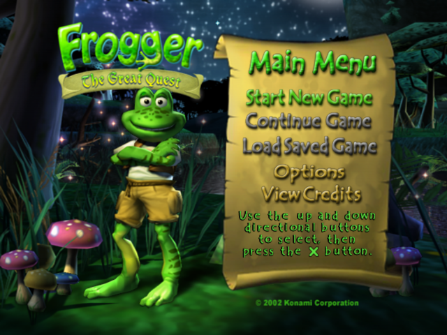 Frogger : The Great Quest — Title screen