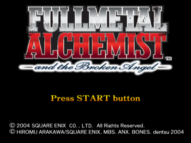 Fullmetal Alchemist and the Broken Angel — Title screen