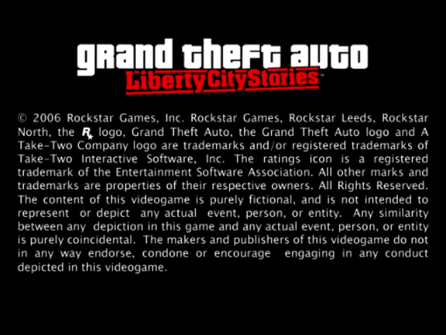 Grand Theft Auto : Liberty City Stories — Title screen