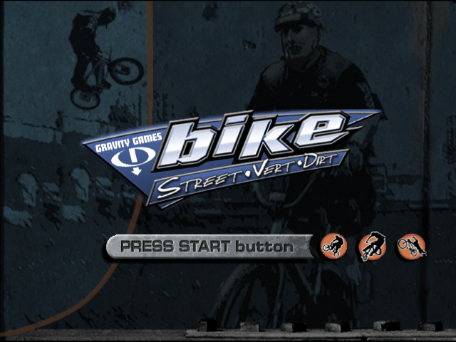 Gravity Games Bike : Street. Vert. Dirt. — Title screen