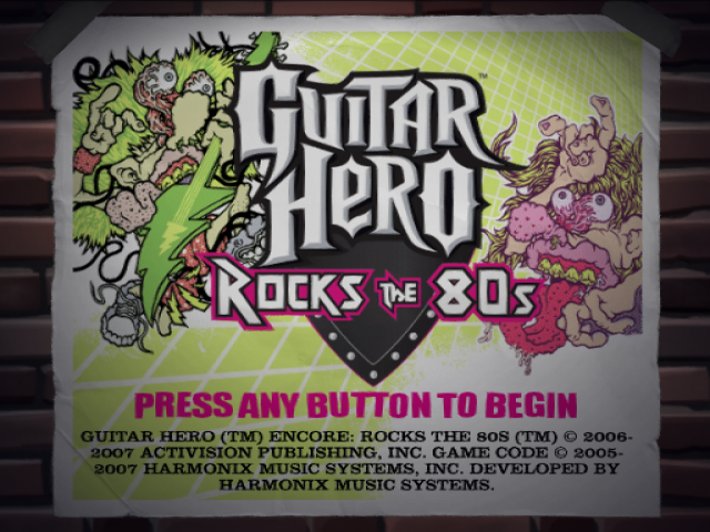 Guitar Hero : Rocks the 80s — Title screen