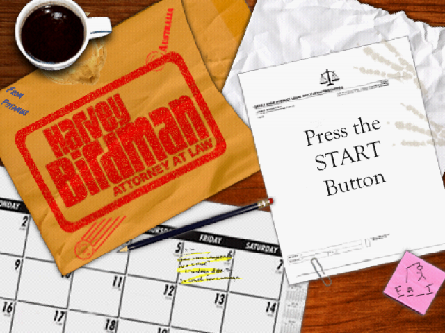 Harvey Birdman : Attorney at Law — Title screen