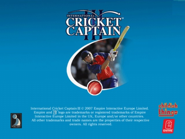 International Cricket Captain III — Title screen