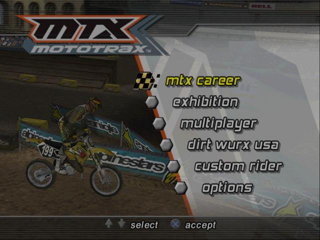 MTX Mototrax — Title screen