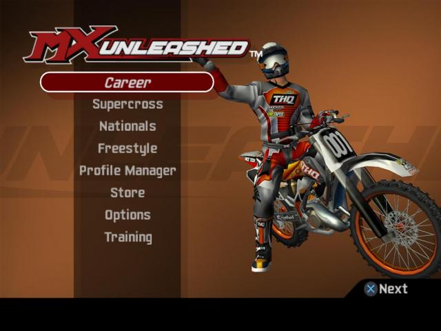 MX Unleashed — Title screen