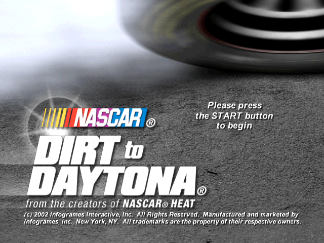 NASCAR : Dirt to Daytona — Title screen