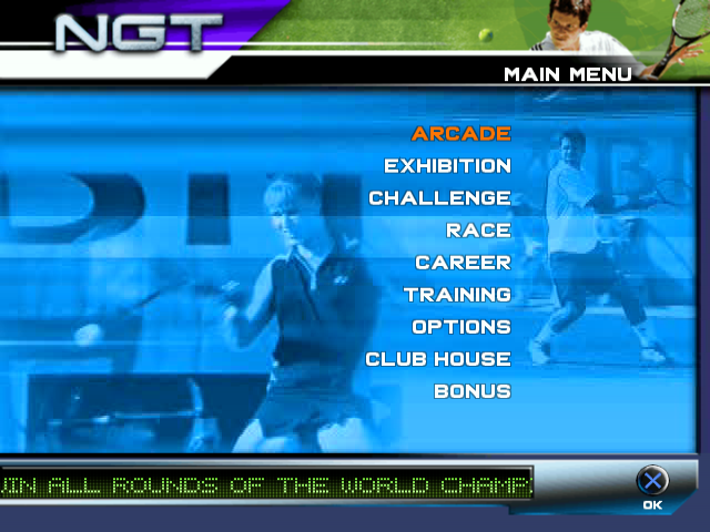 Next Generation Tennis — Title screen