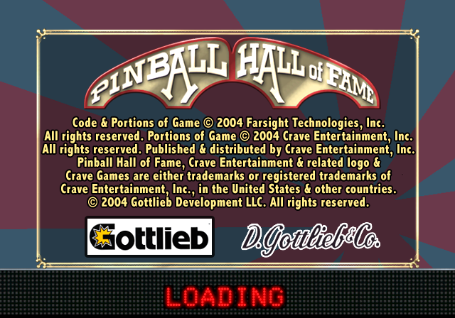 Pinball Hall of Fame : The Gottlieb Collection — Title screen