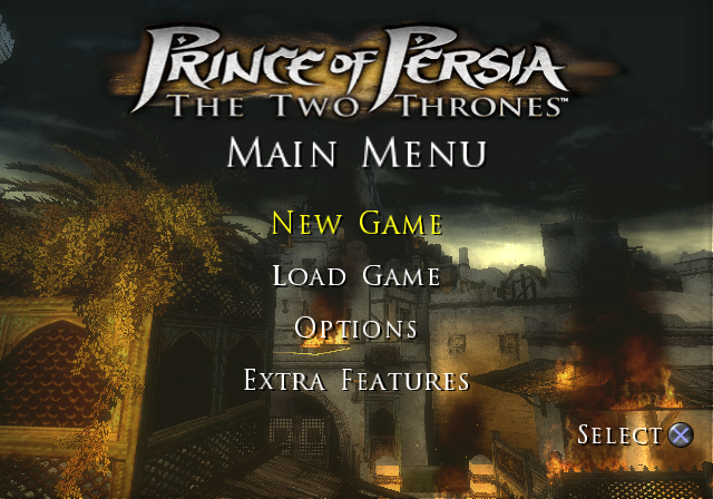 Prince of Persia : The Two Thrones — Title screen
