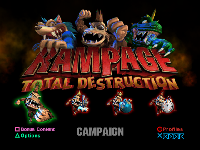 Rampage : Total Destruction — Title screen