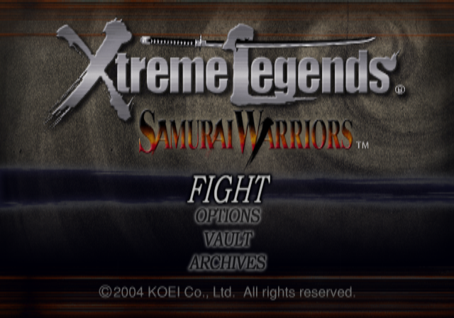 Samurai Warriors : Xtreme Legends — Title screen
