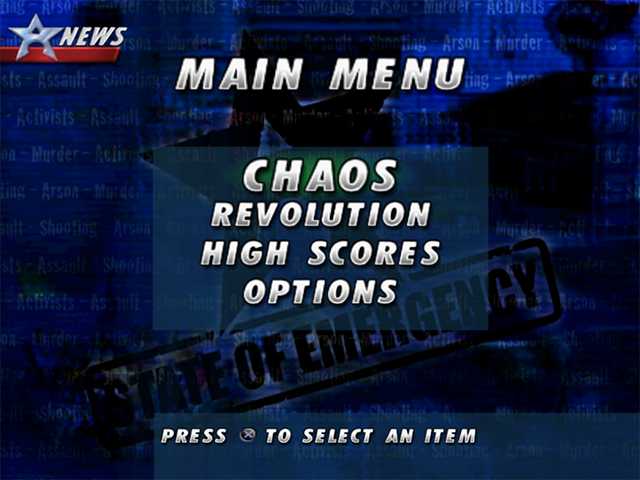 State of Emergency — Title screen
