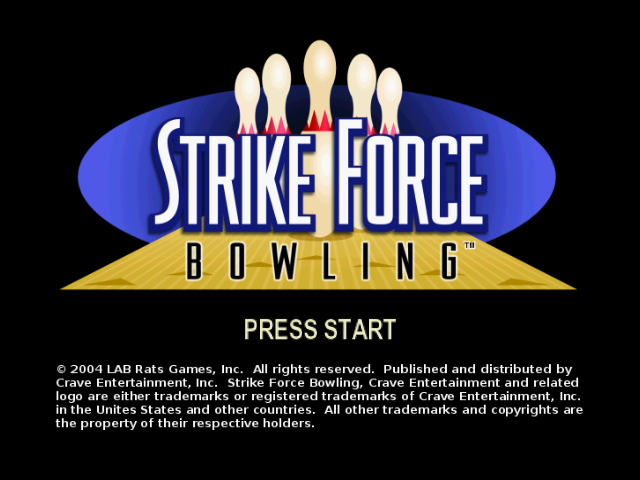 Strike Force Bowling — Title screen