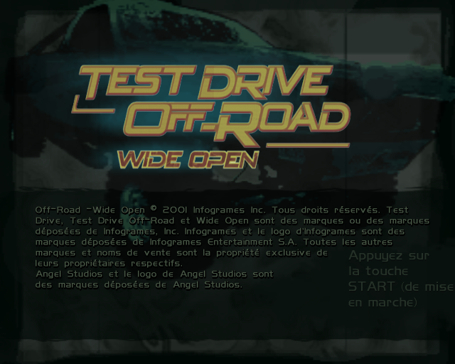 Test Drive Off-Road : Wide Open — Title screen