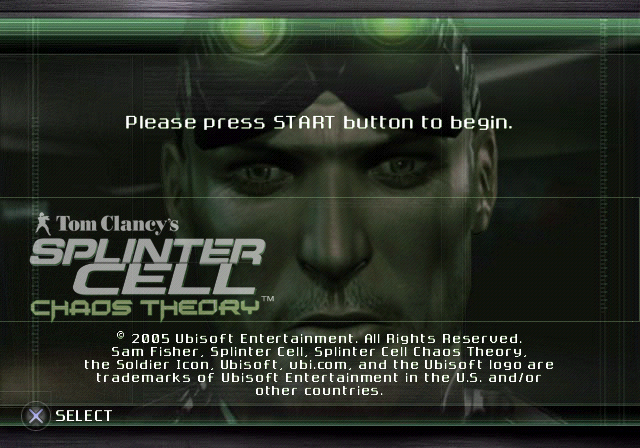 Tom Clancy's Splinter Cell : Chaos Theory — Title screen