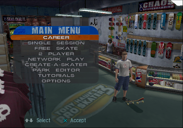 Tony Hawk's Pro Skater 3 — Title screen