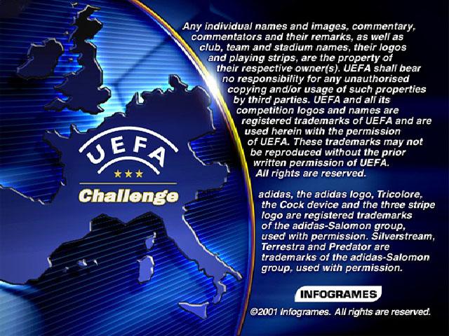 UEFA Challenge — Title screen