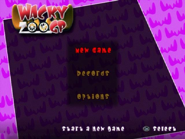 Wacky Zoo GP — Title screen