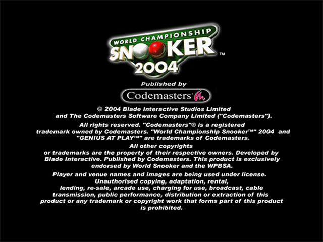 World Championship Snooker 2004 — Title screen