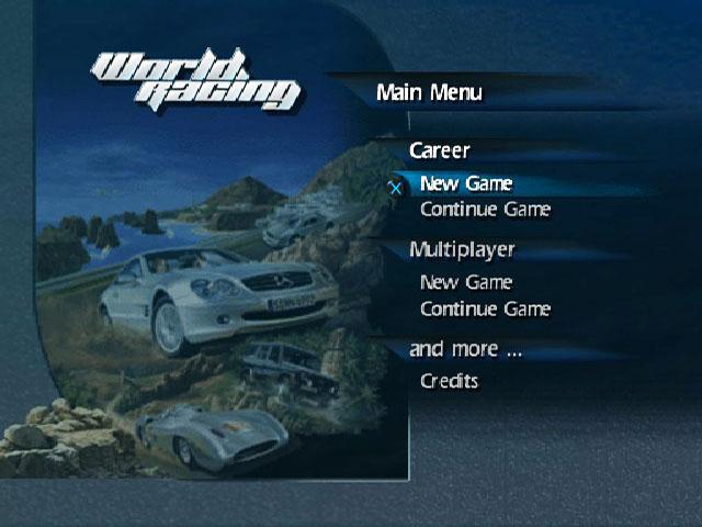 World Racing — Title screen
