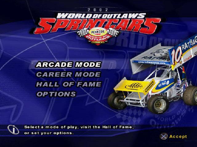 World of Outlaws : Sprint Cars — Title screen
