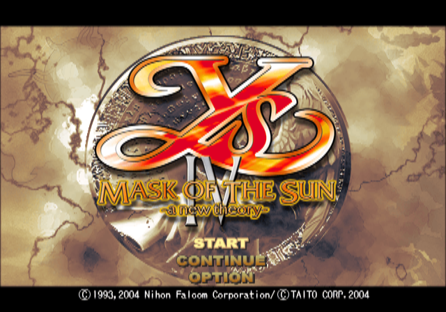 Ys IV : Mask of the Sun, A New Theory — Title screen