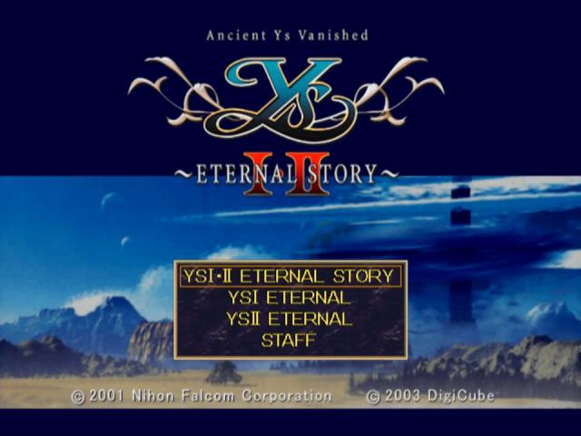 Ys I & II : Eternal Story — Title screen