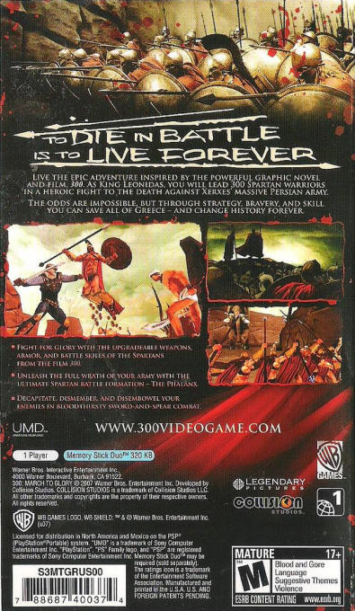 300 : March to Glory — Box back
