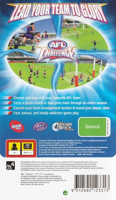 AFL Challenge — Box back