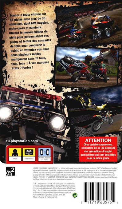 ATV Offroad Fury Pro — Box back