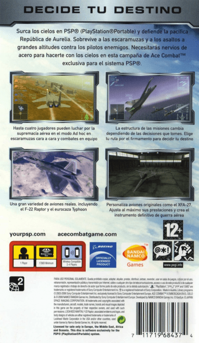Ace Combat X : Skies of Deception — Box back