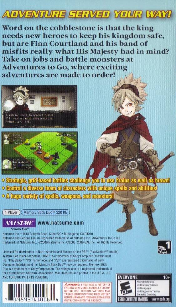 Adventures to Go! — Box back