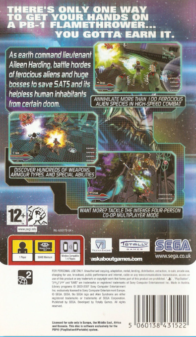 Alien Syndrome — Box back