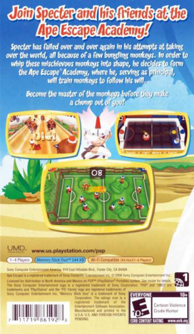 Ape Escape Academy — Box back