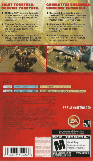 Army of Two : The 40th Day — Box back