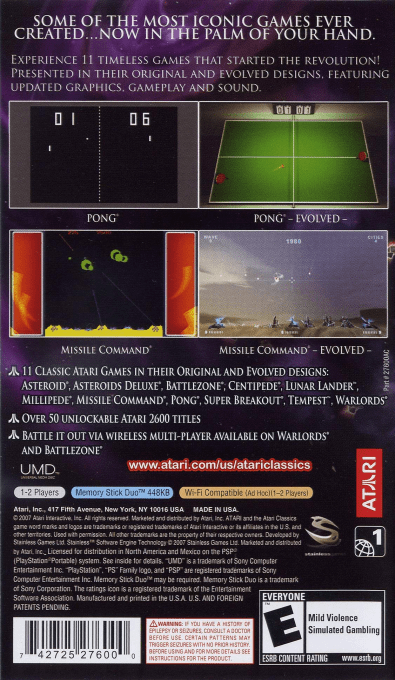 Atari Classics Evolved — Box back