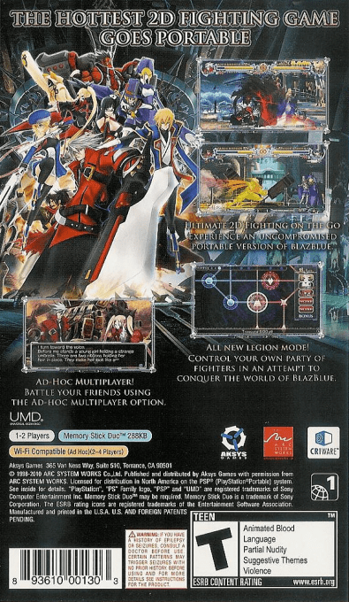 BlazBlue : Calamity Trigger Portable — Box back