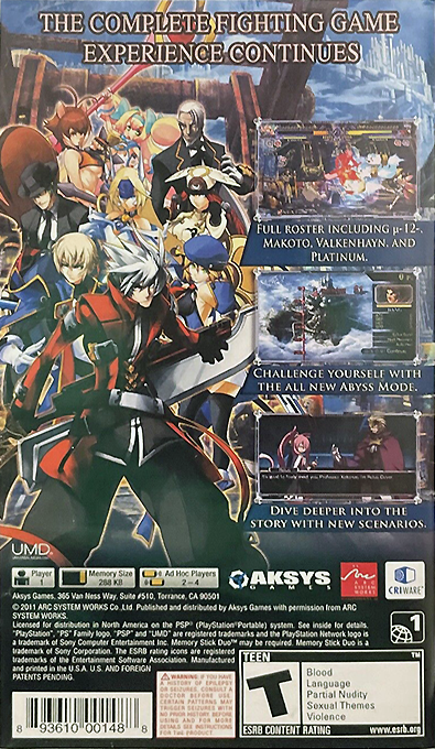 BlazBlue : Continuum Shift II — Box back