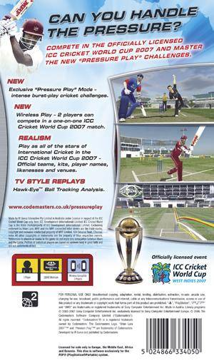 Brian Lara 2007 : Pressure Play — Box back