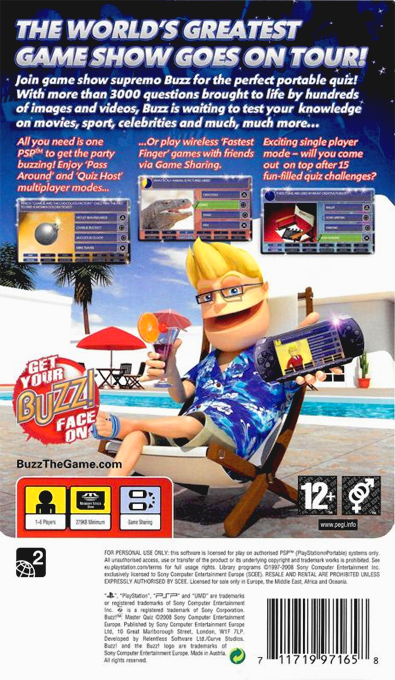 Buzz! Master Quiz — Box back