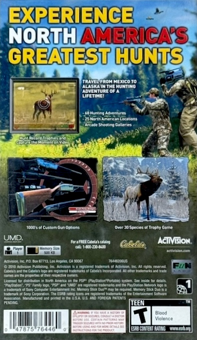 Cabela's North American Adventures — Box back
