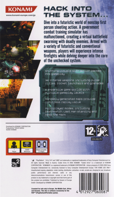 Coded Arms — Box back