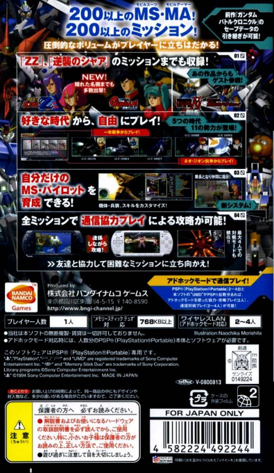 Gundam Battle Universe — Box back