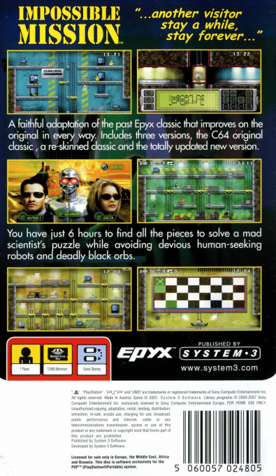 Impossible Mission — Box back