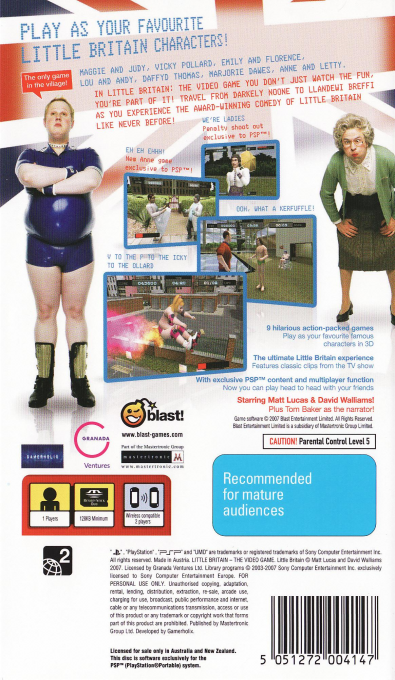 Little Britain : The Video Game — Box back